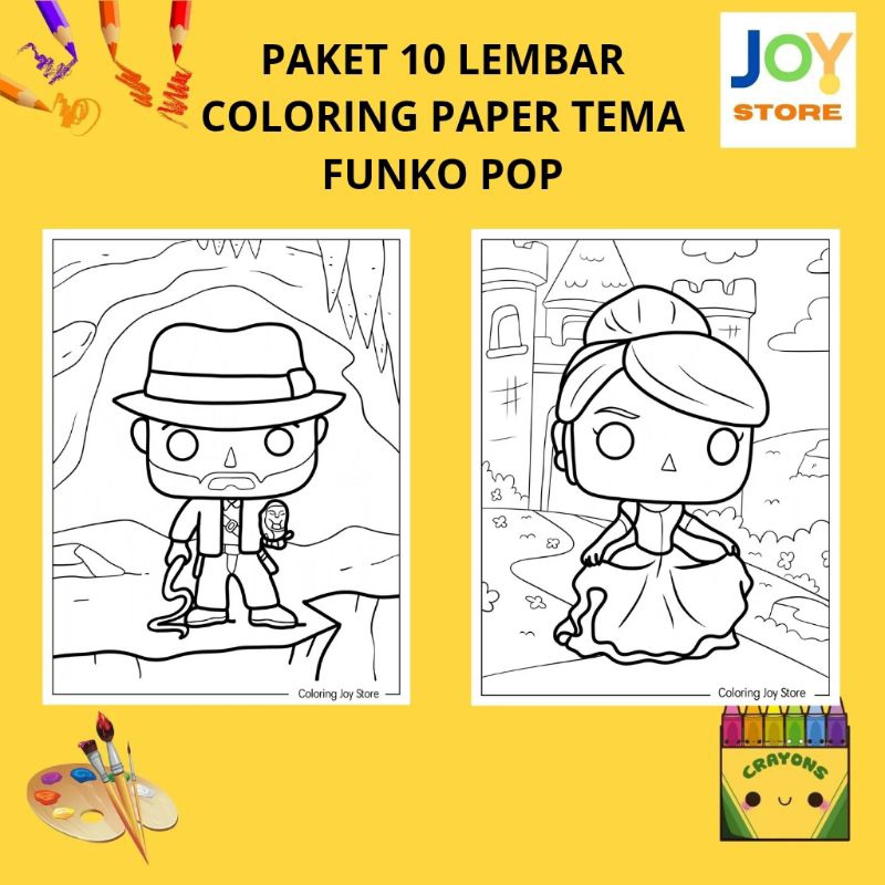

PAKET 10 Lembar Kertas Gambar Mewarnai Tema Funko Pop Ukuran A4 150 gsm - Coloring Paper 037