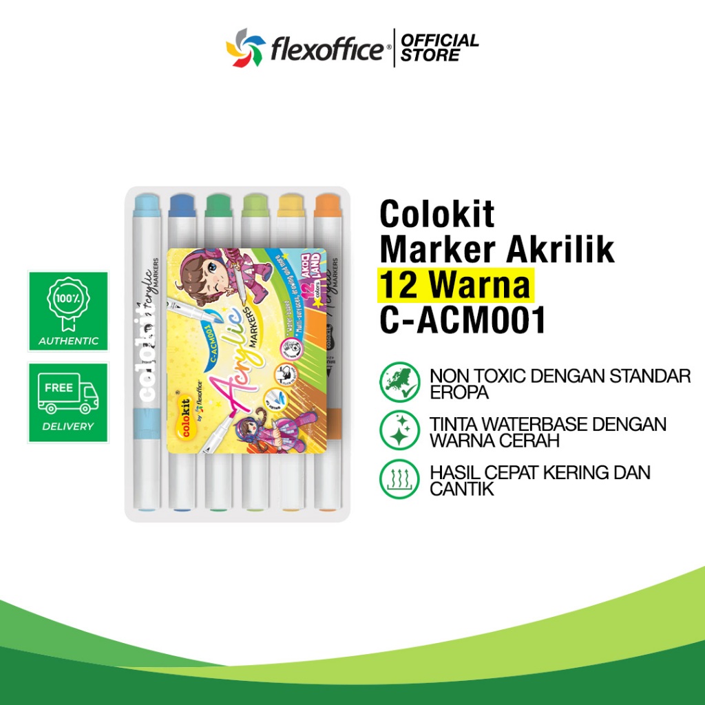 

FlexOffice Colokit Marker Acrylic C-ACM001 12 Warna/Set