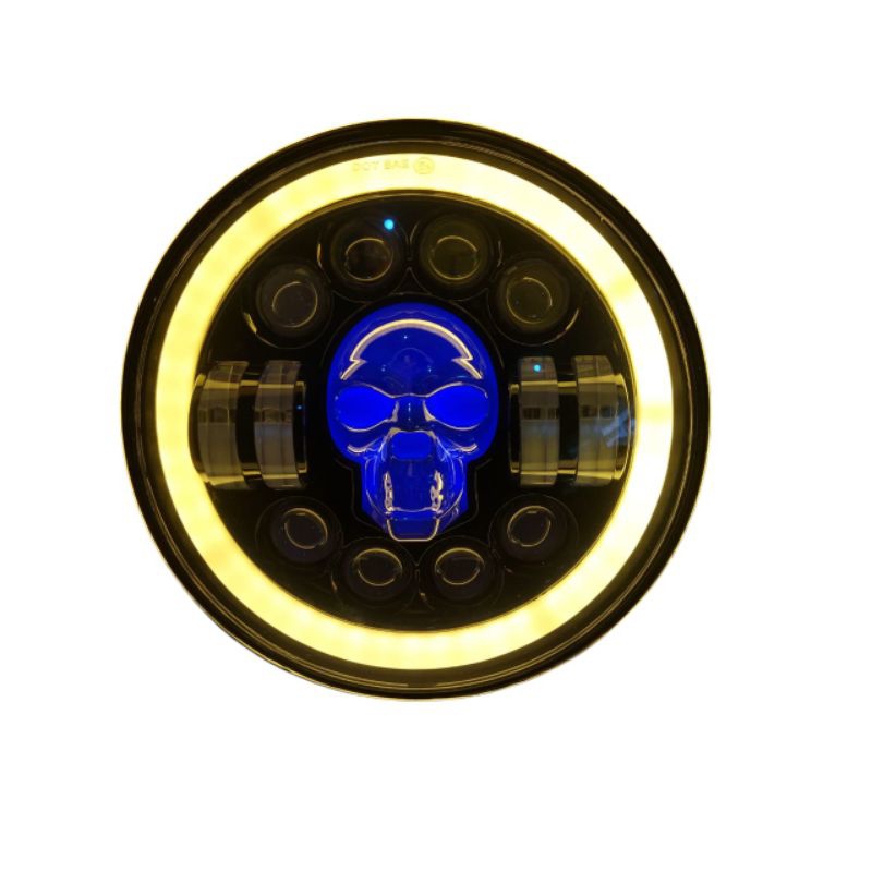 lampu daymaker 7 inch inchi model tengkorak lampu 12 LED motor BMW harley benelli XSR Royal