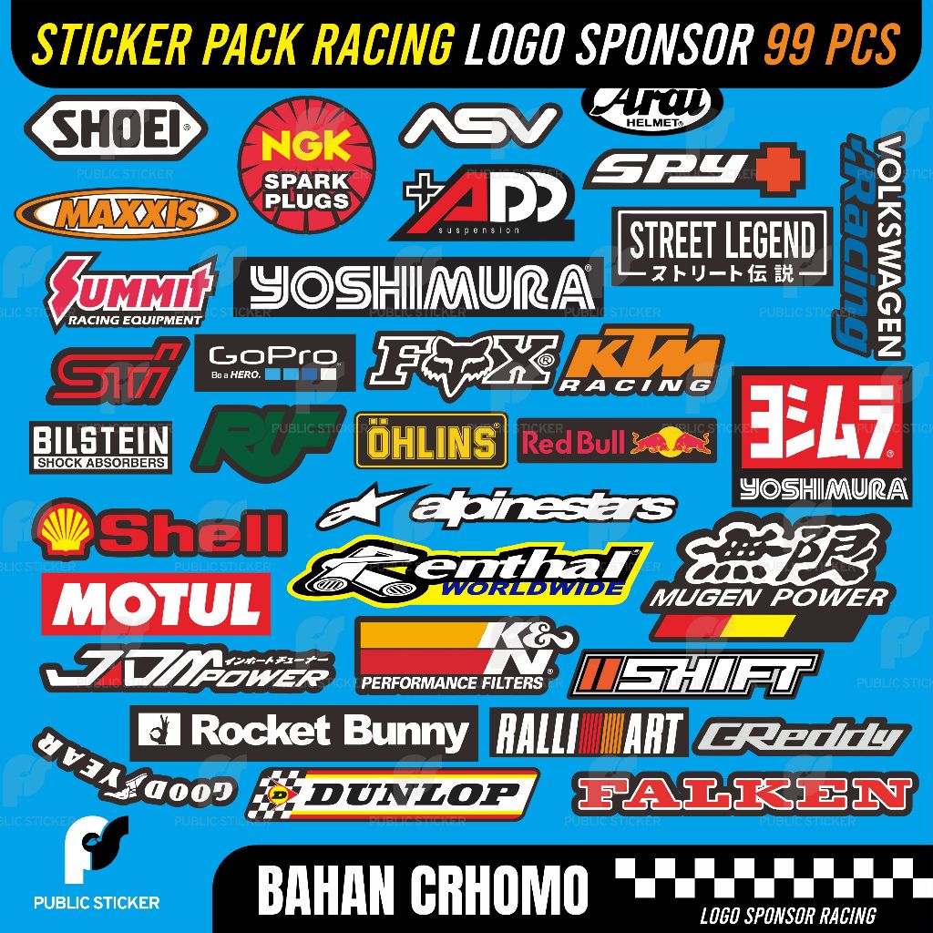 

STIKER RACING LOGO MEREK SPERPART ONDERDILE MOTOR ISI 99PCS