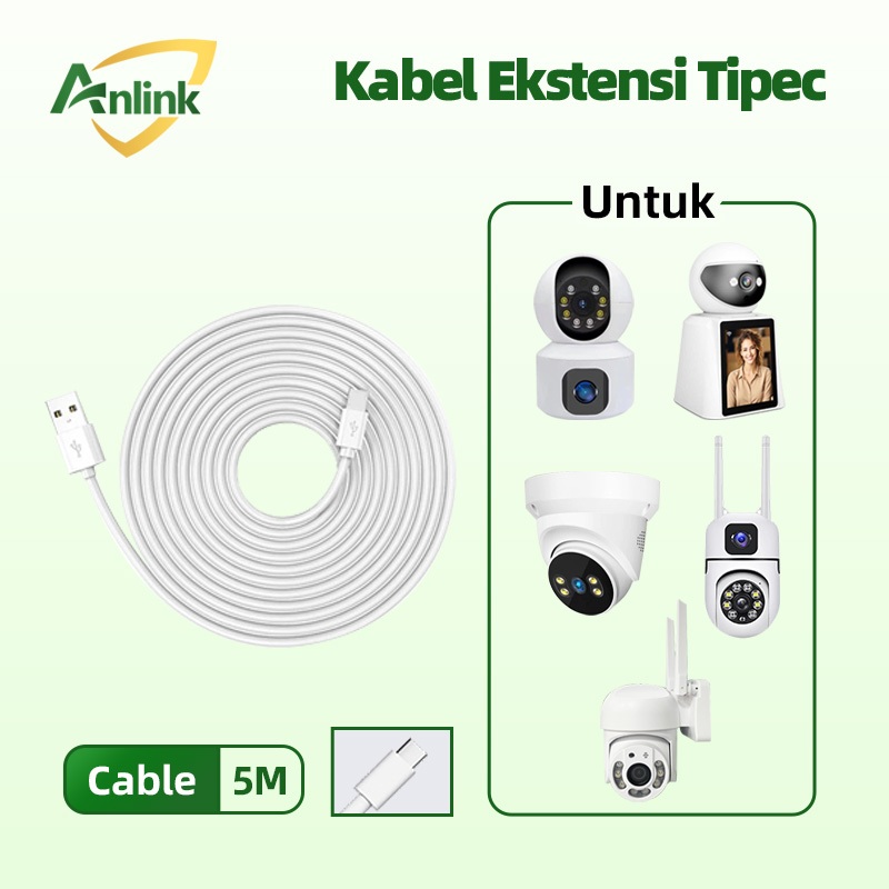 Kabel Ekstensi CCTV 5M USB to Type C Kabel Perpanjangan Kamera WiFi Outdoor Indoor Aman Tahan Lama