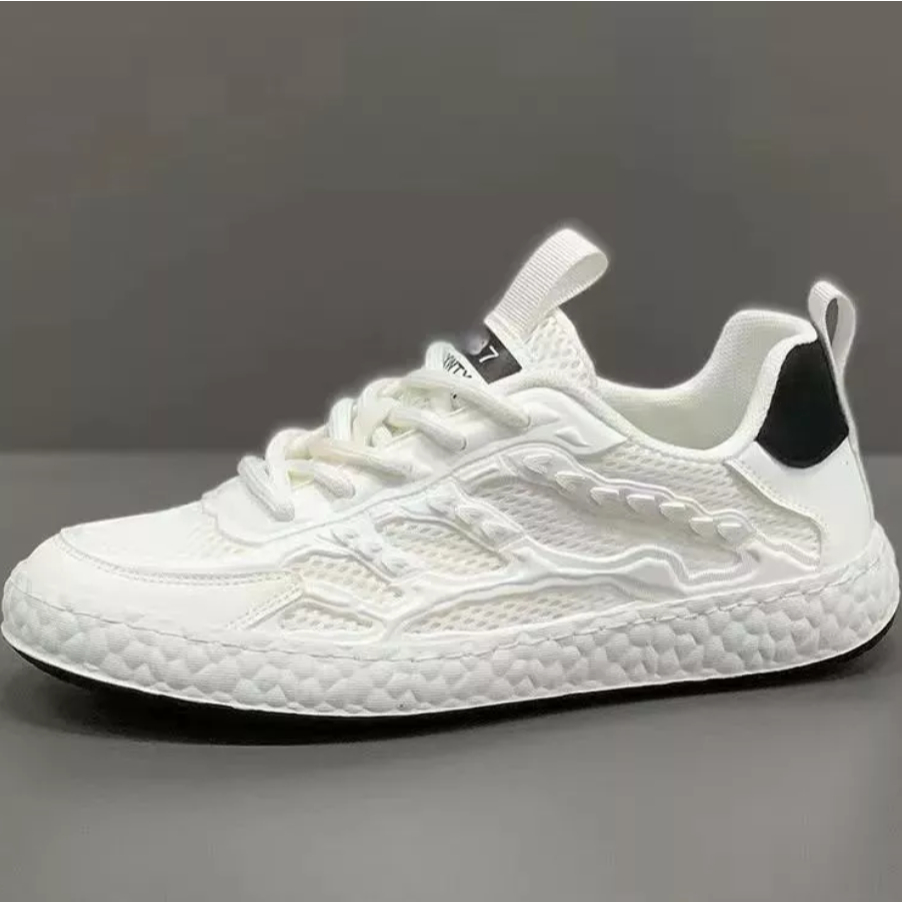 FourStorePantofel Sepatu Sneakers Pria Anti Slip warna Hitam Putih dan Putih Hijau / Kode G956