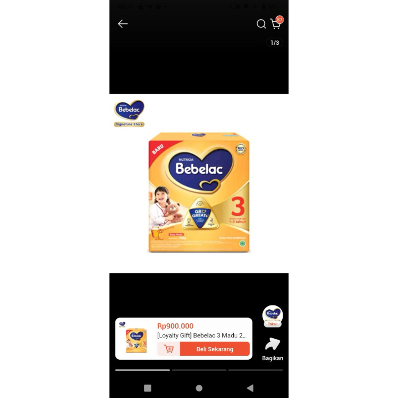 

Bebelac 3 Great 200 g - Susu Bubuk Pertumbuhan
