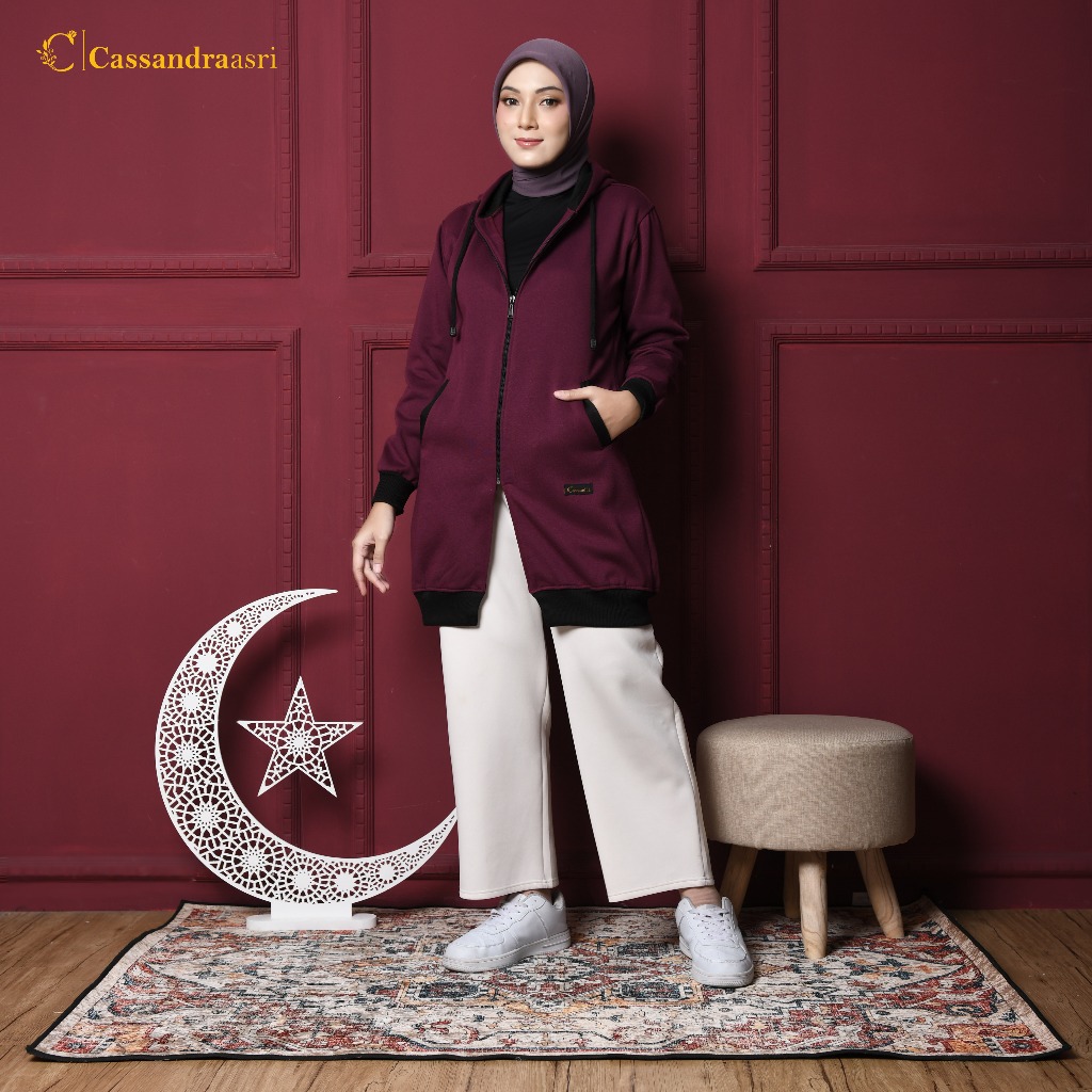 Cassandraasri - Zayra Jaket Muslimah - Jaket Panjang wanita Hijabers - Jaket Hijab Terlaris
