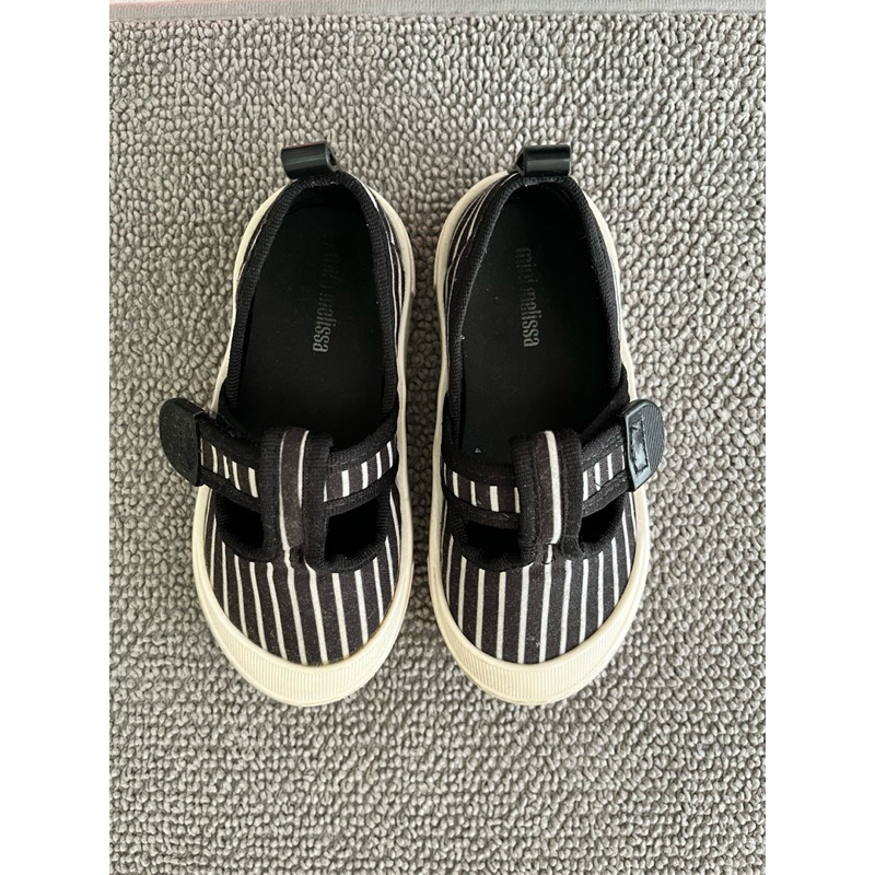 Preloved : Mini Melissa Shoes Black Stripes White