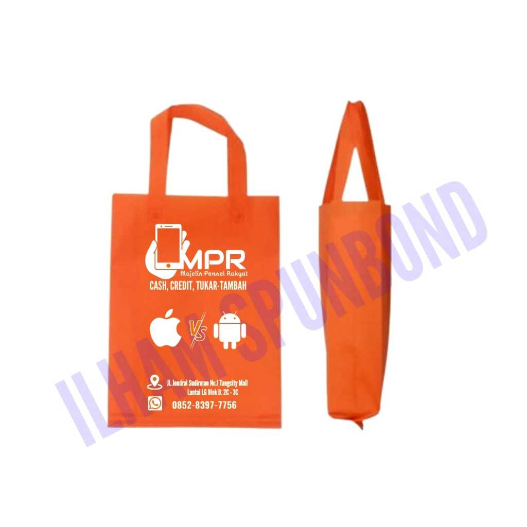 

TAS_SPUNBOND_GOODIE_BAG_TALI_HANDLE_LIPAT_SAMPING_sablon_custom