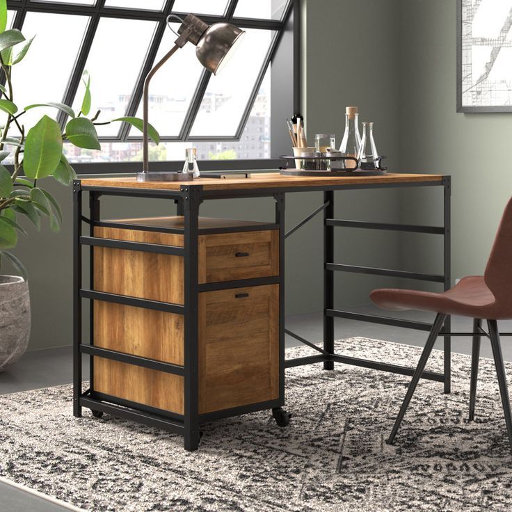 Meja Kerja Kayu Jati Besi Modern Minimalis Bisa Dikirim Ke [ Tebo ] Meja Kerja Besi Kayu Jati Minima