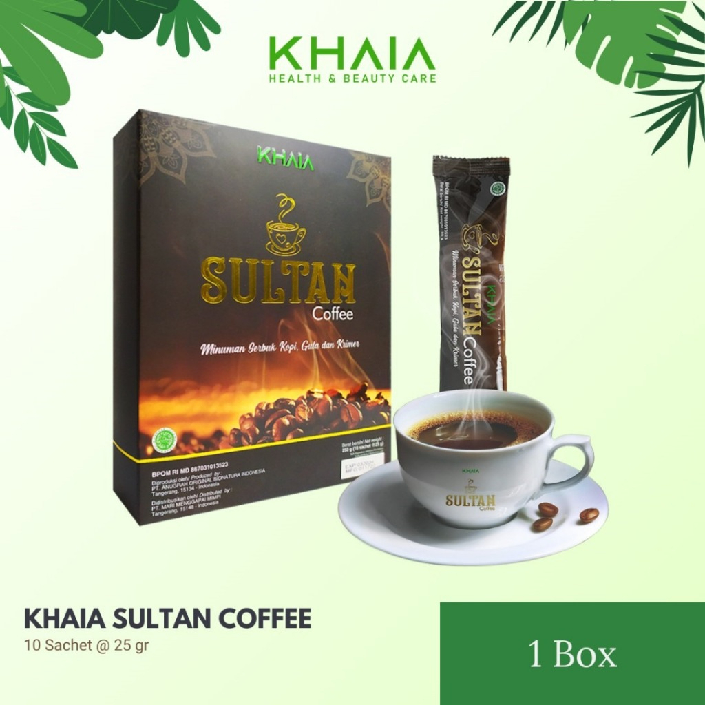

SULTAN COFFEE KHAIA KOPI,GULA,KRIMER 1BOX ISI 10 SACHET 100% ORIGINAL