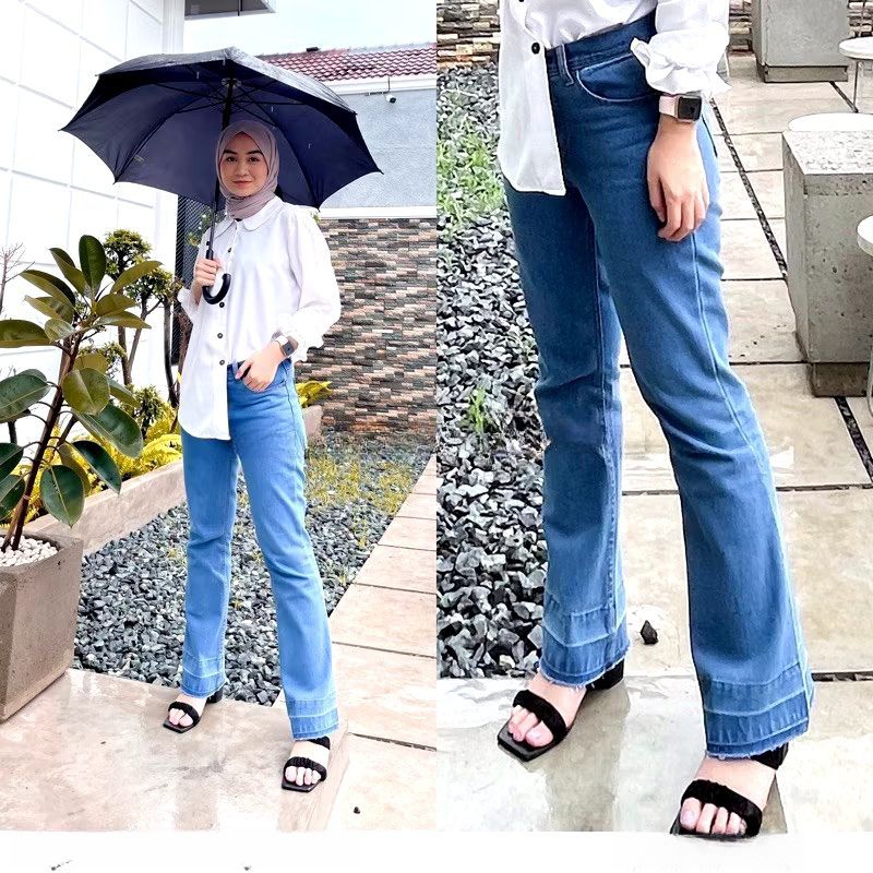 Celana Jeans Wanita - Celana Jeans Cutbray Unfinished Jeans Murah Jeans Wanita
