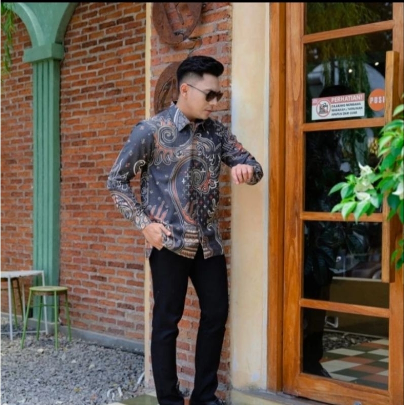 kemeja batik pria bahan doby lapis furing