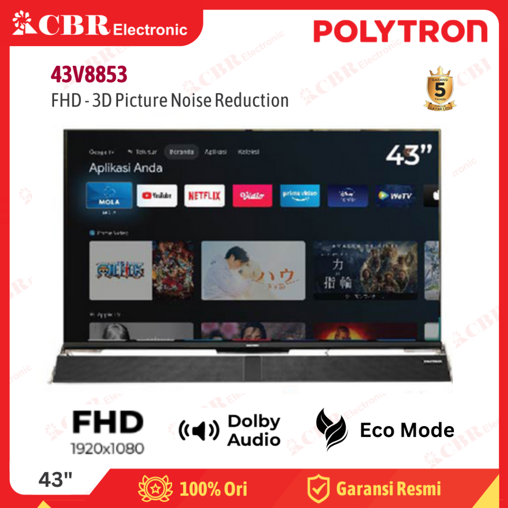 TV Polytron 43 Inch LED Digital TV 43V8853 (FHD)