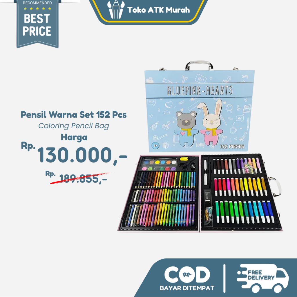 

Pensil Warna Set 152 Pcs Coloring Pencil Bag Crayon Brush Art Painting
