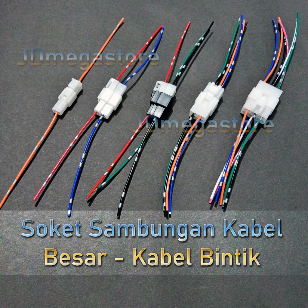 Soket Konektor Sambungan Kabel 1P, 2P, 3P 4P, 6P Besar - Kabel Bintik