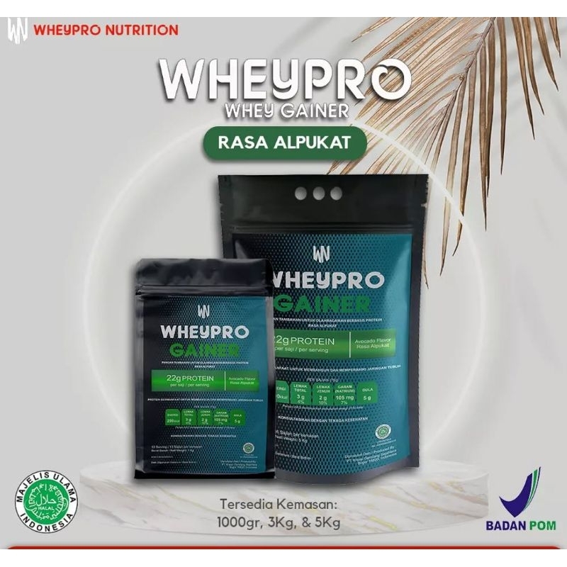 WHEYPRO Gainer Alpukat  2.2lb/1kg: Suplemen Penambah Berat Badan & Massa Otot, Rasa Alpukat , Protei