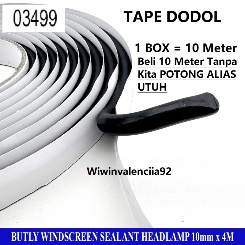 1 METER - Beli 10 Tanpa Di POTONG TAPE LEM DODOL Rubber Buytl Tape Sealant Untuk Lampu Mika Kaca Mob