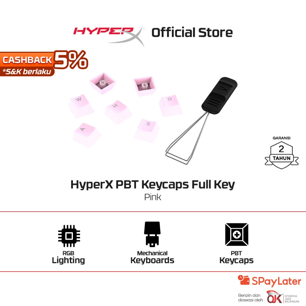 HyperX Keycaps Gaming Full Key Set PBT - Pink Original Promo Cicilan Murah