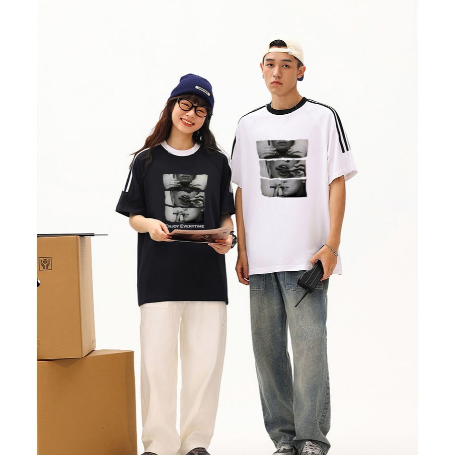 Big Promo Menggulung Sebatang Rokok Pencetakan Eropa Dan Amerika Retro Jersey Korean Tshirt Lengan