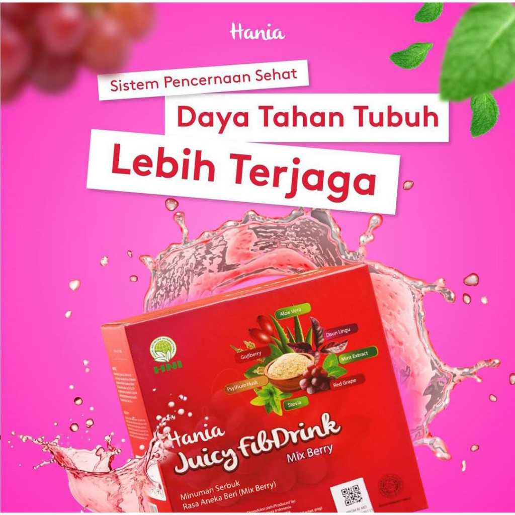 

Hania Juicy Fibdrink | Minuman Serbuk Rasa Aneka Buah (Mix Fruit)