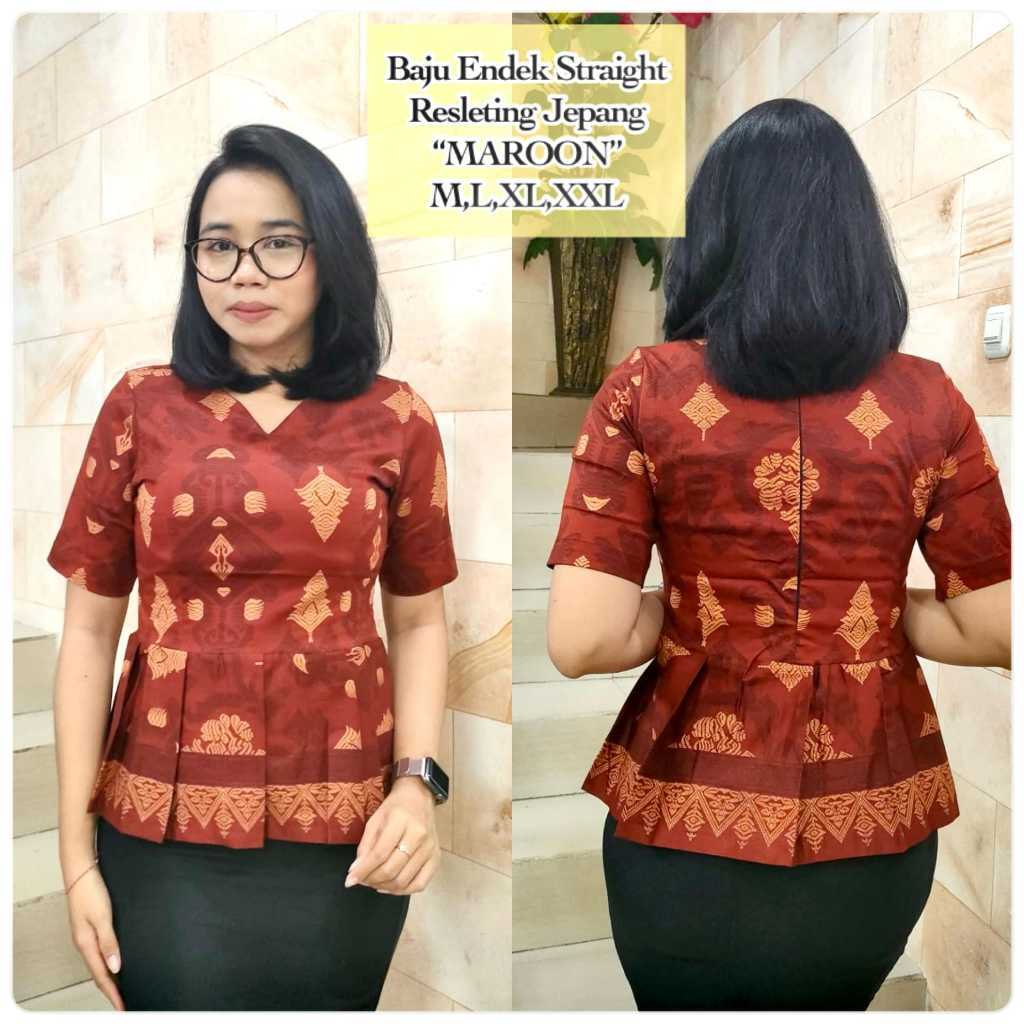 Baju Endek Wanita Full Straight[resleting belakang]