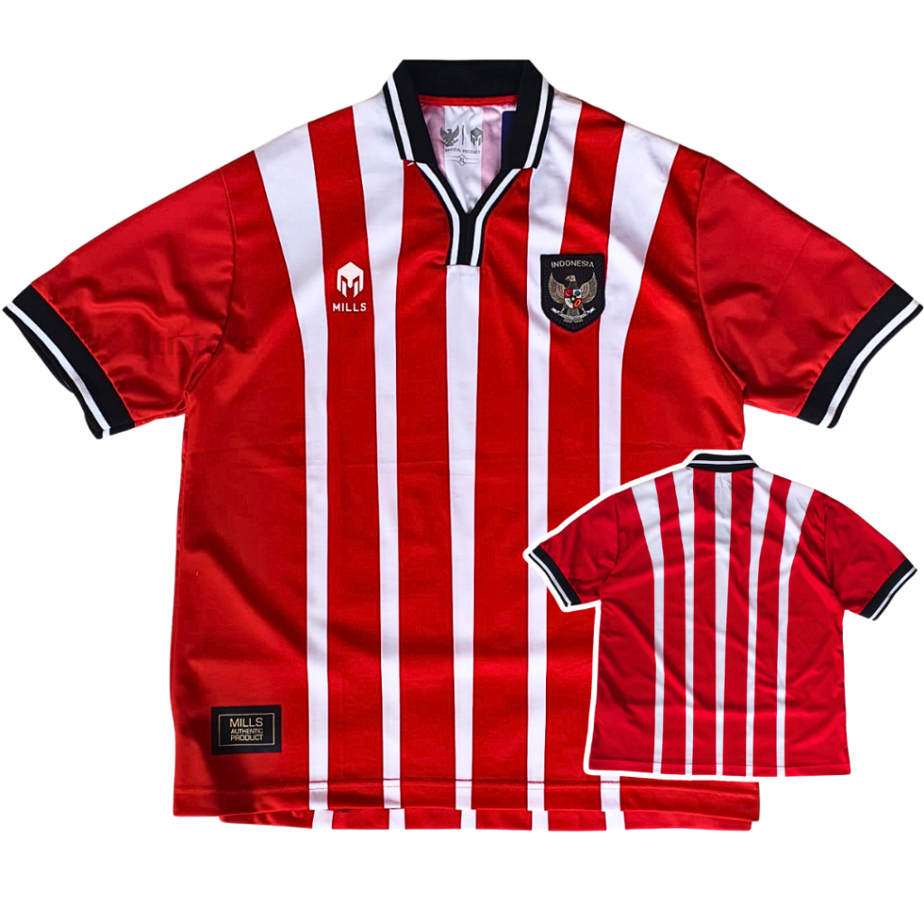 Jersey Timnas Indonesia Blockcore Mills Merah Retro Vintage 2024 2025 Baju Bola Merah Puth Indo Pasa