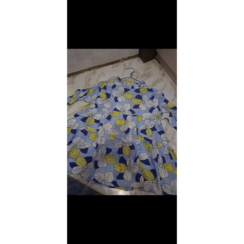 dress atasan wanita muslim motif bunga jumbo