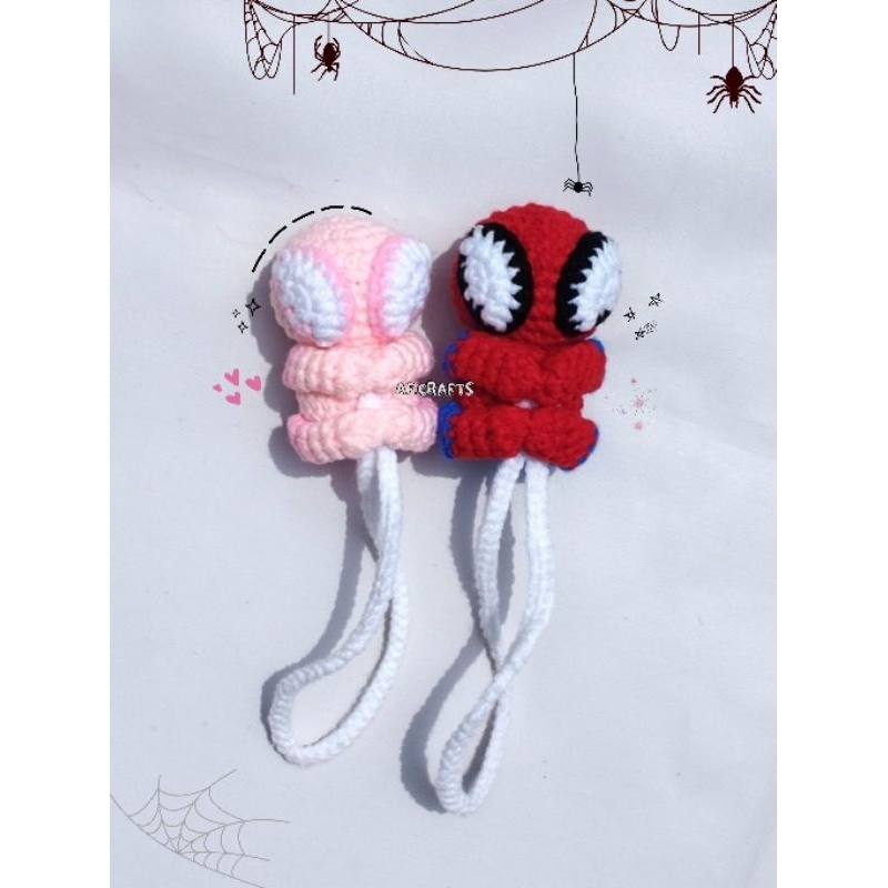 [AF.CRAFTS] Couple bag charm // bag charm couple// crochet spiderman & spider gwen// gantungan tas s