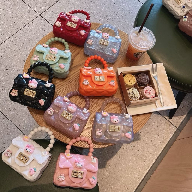 Tas  Anak Jelly Glossy Pearls Mini Boneka Anak / Jelly Bag Mutiara Gaya Korea / Tas Selempang Jelly 