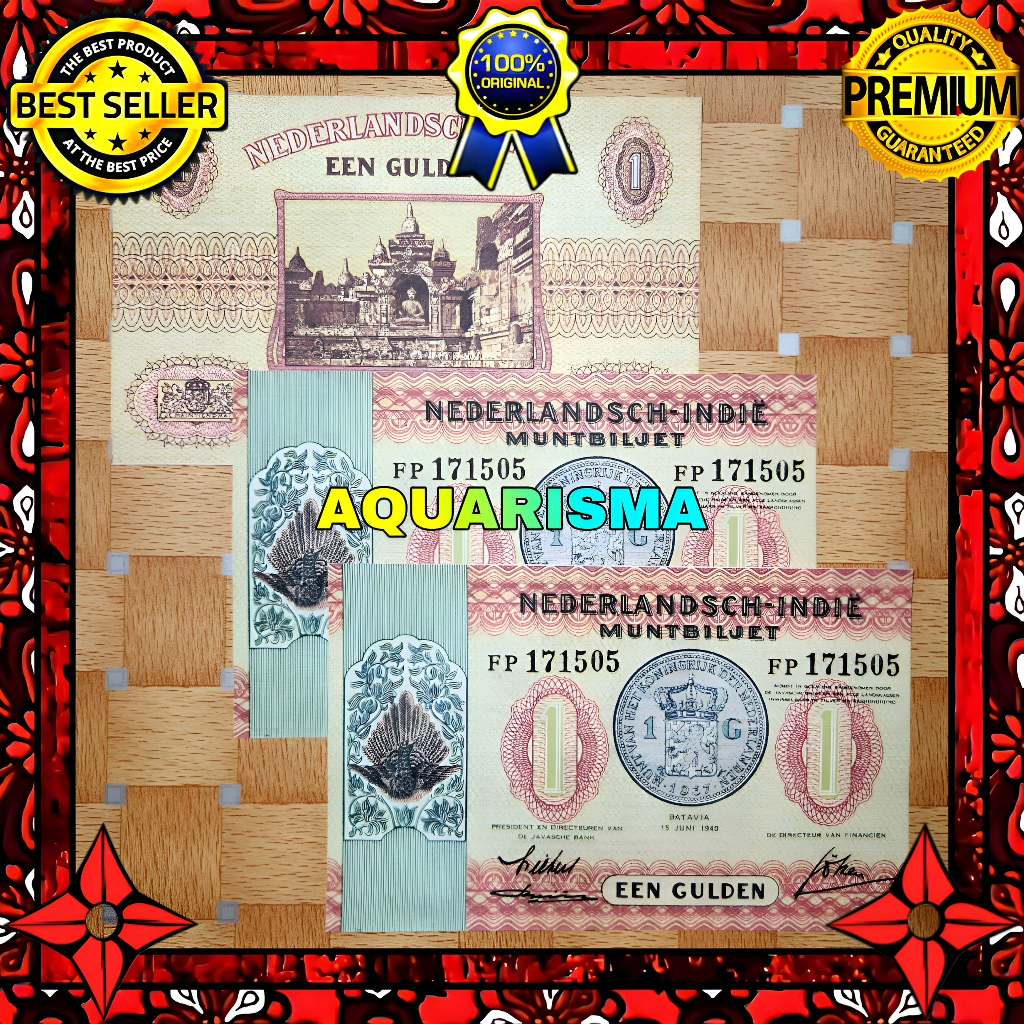 KOLEKSI NUMISMATIK - SOUVENIR REPRO UANG KUNO 1 GULDEN HINDIA BELANDA MUNTBILJET 1940