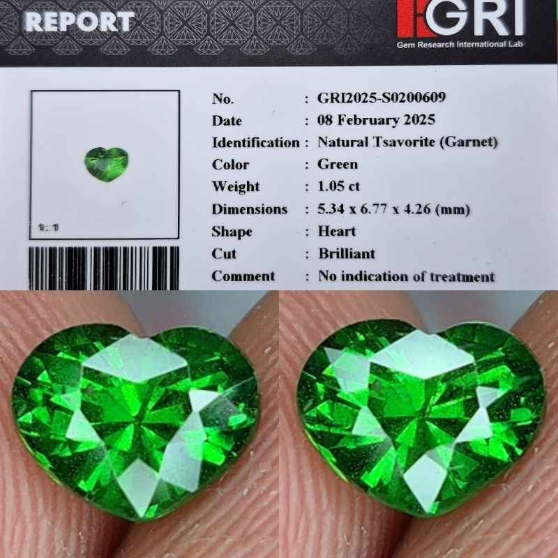 Vivid Green Tsavorite Natural Garnet Hijau Hot Luster HQ memo GRI