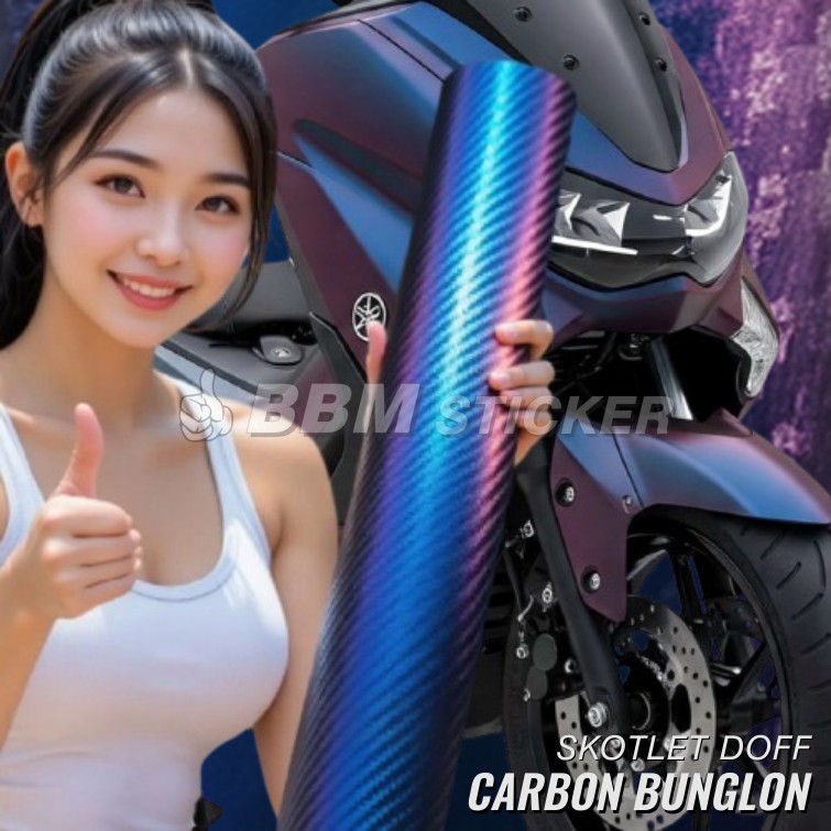 Skotlet Motor Bunglon Karbon Stiker Warna Kombinasi Hitam Biru Ungu Doff kode 155 Nmax