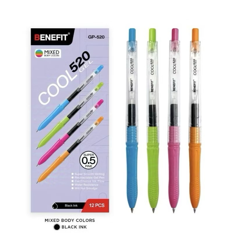 

Cool GEL Benefit GP-520 ECER 1 Biji / Pulpen Gel Benefit Body Warna Tinta Hitam