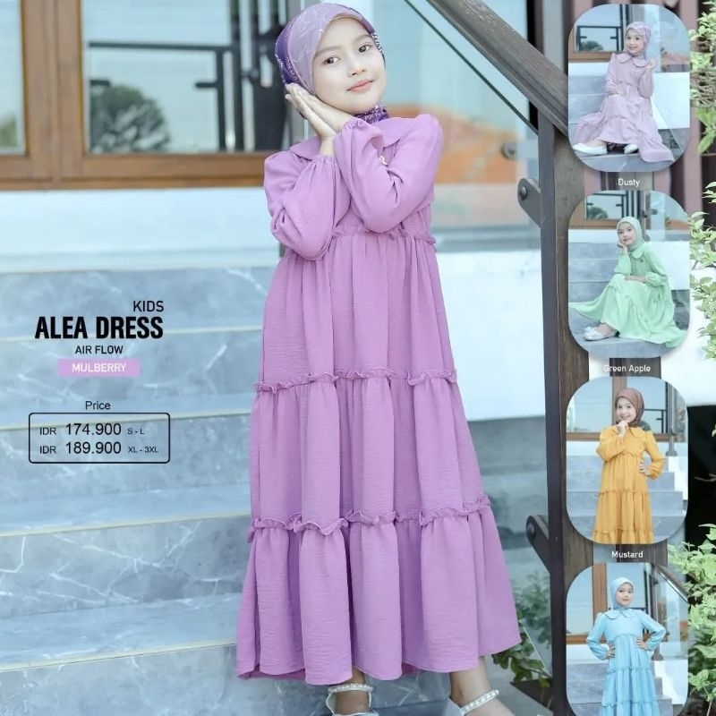 Alea Dress Kids by Arrafi ORI Gamis Anak Rempel Susun Lucu