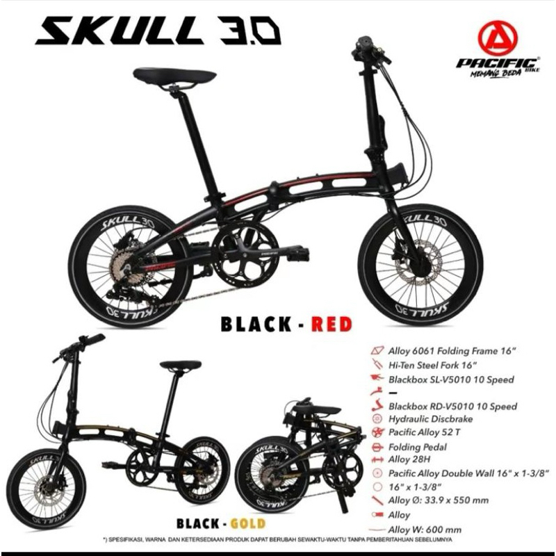 Sepeda Lipat Pacific 16 Folding Skull 3.0