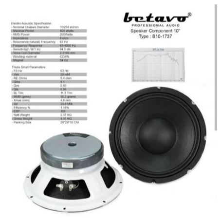 Speaker betavo 10 inch subwoober tipe 1737
