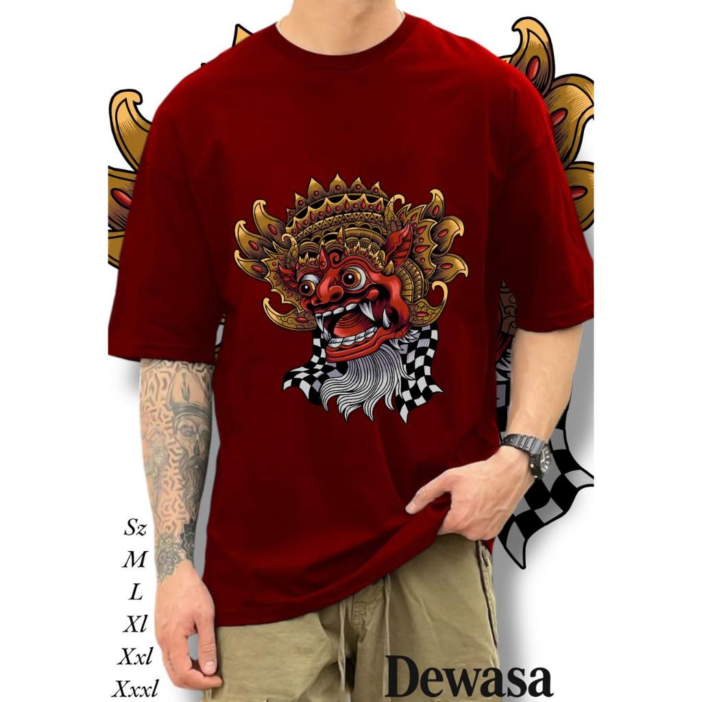 ATASAN BAJU KAOS DEWASA COWO CEWE COTTON COMBED (TOPENG BARONG BALI)