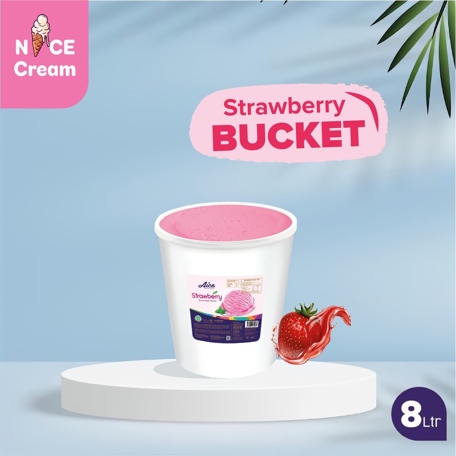 

AICE Ice Cream Bucket 8 Liter Strawberry Bucket Es Krim Ember 8L Eskrim