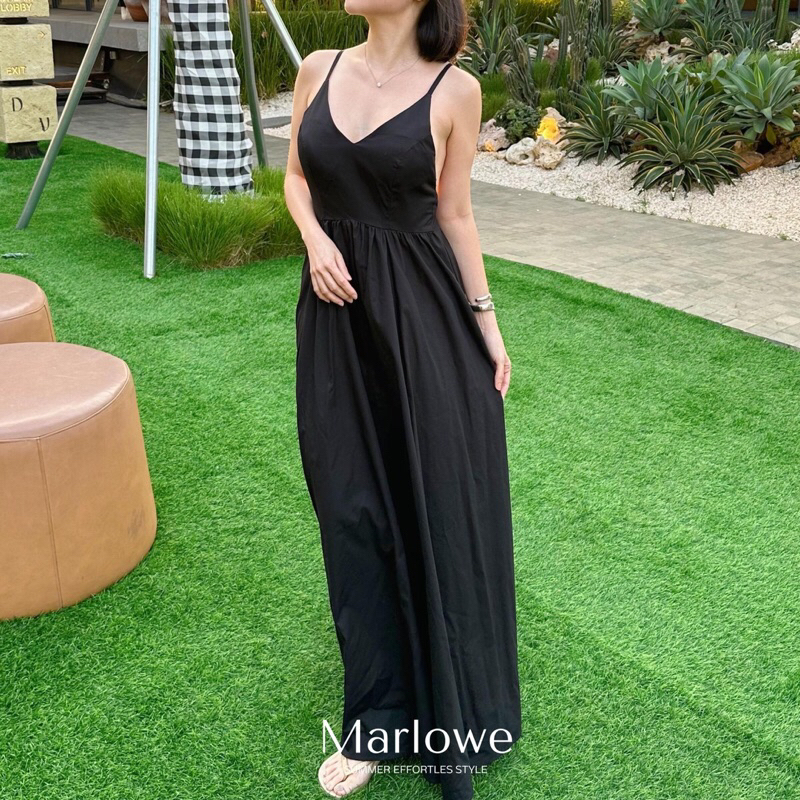 Poplin Black Dress With Bra Cup