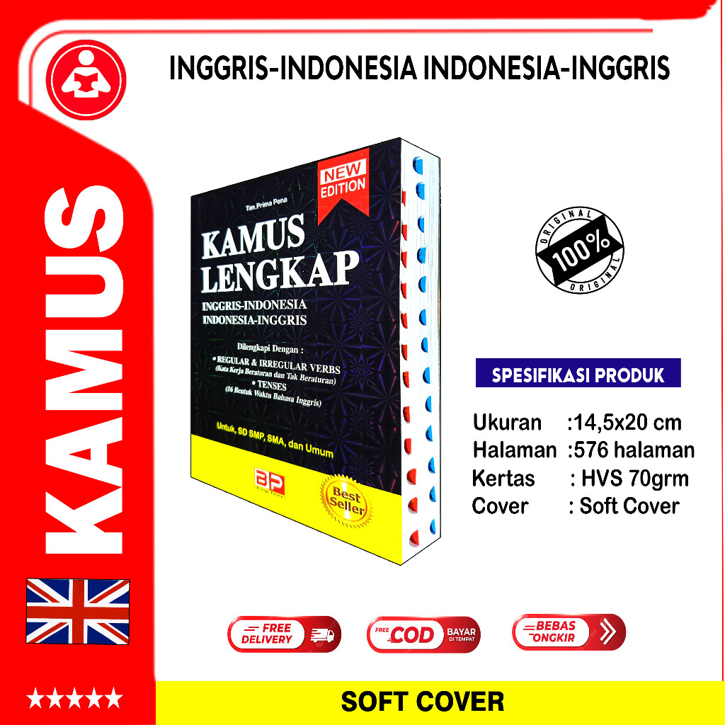 Kamus Bahasa Inggris Indonesia-indonesia inggris/HVS/cover hitam/SC/BP