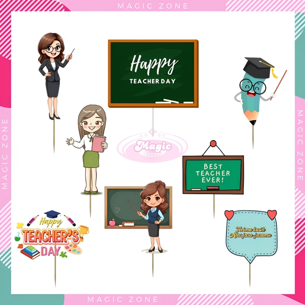 Cake topper/Topper Hari Guru/Topper Cake Karakter