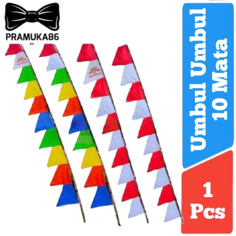 Bendera Umbul Umbul 10 Gelombang Merah Putih / Umbul Umbul Warna Warni / Bendera Umbul Umbul Warna M