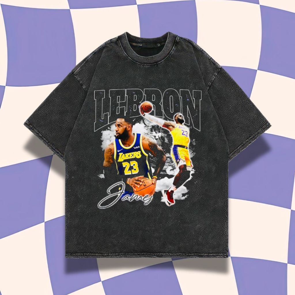 Purple Haze "Lebron James" Oversized T-Shirt | Stone Wash | Kaos Oversize | Vintage | Atasan | Kaos 