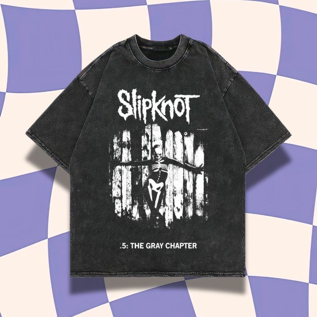 Purple Haze "Slipknot" Oversized T-Shirt | Stone Wash | Kaos Band Slipknot | Kaos Oversize | Vintage