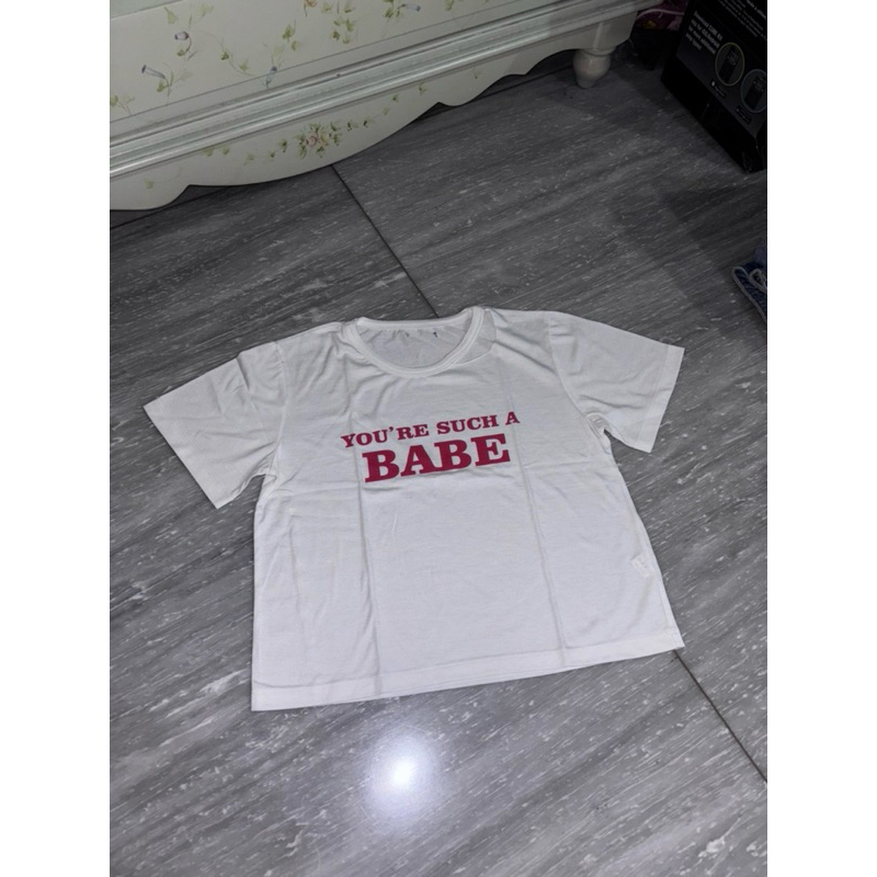 white crop tee shirt colorbox preloved