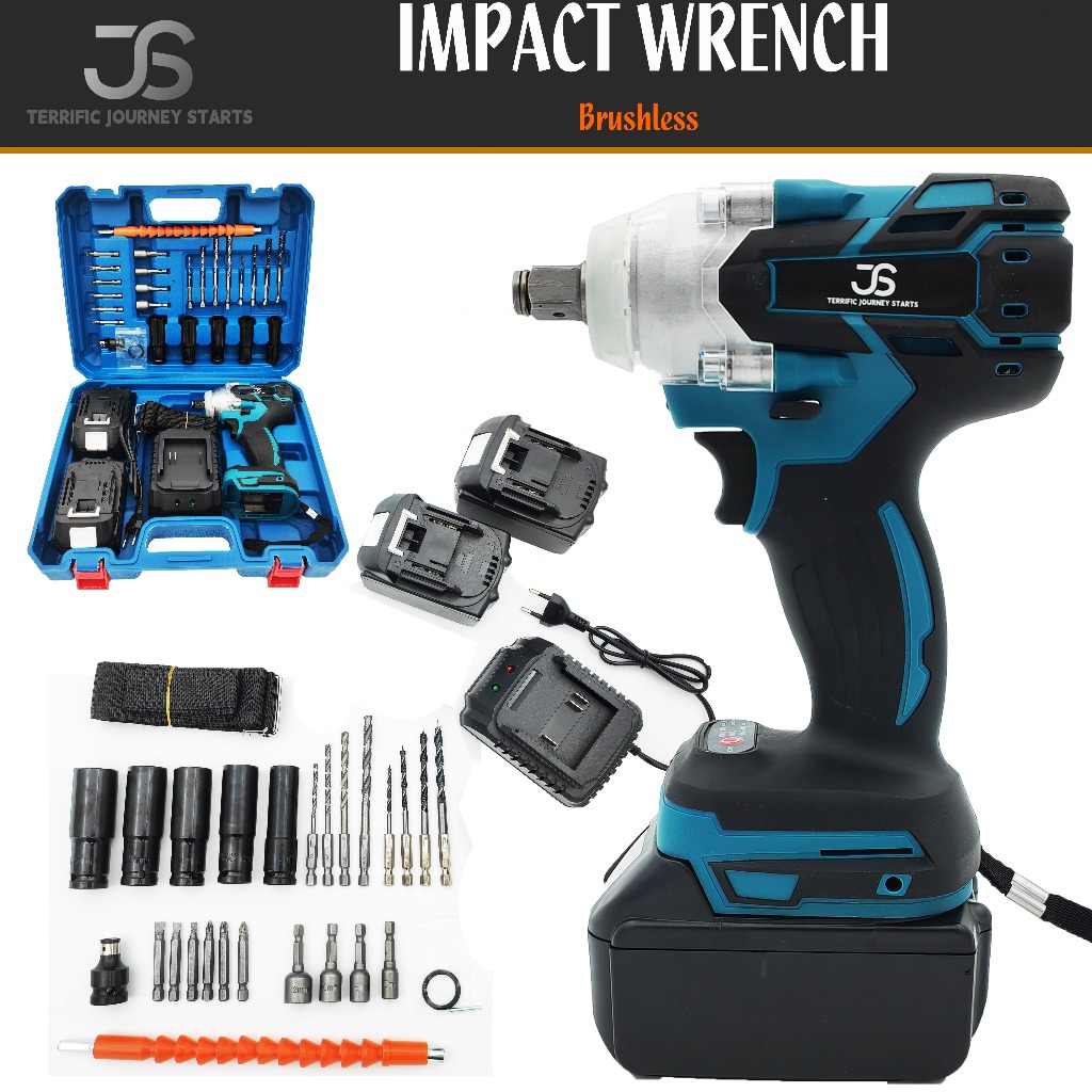 JS CORDLESS IMPACT WRENCH impact 2baterai MESIN BOR UNTUK BAUT MOBIL impact Brushless