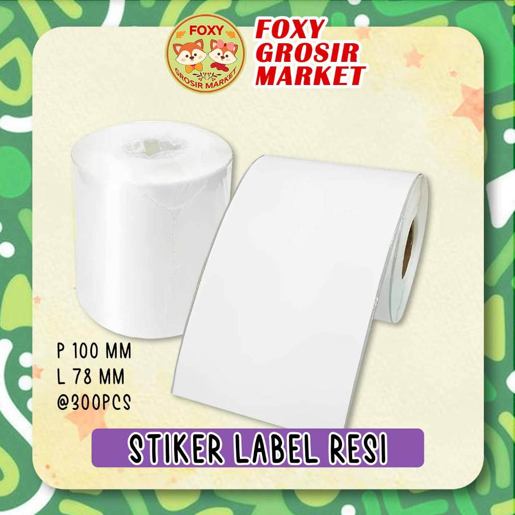 

Kertas Thermal Roll Stiker Print Label Resi Ukuran 78X100mm 1 Roll 300pcs