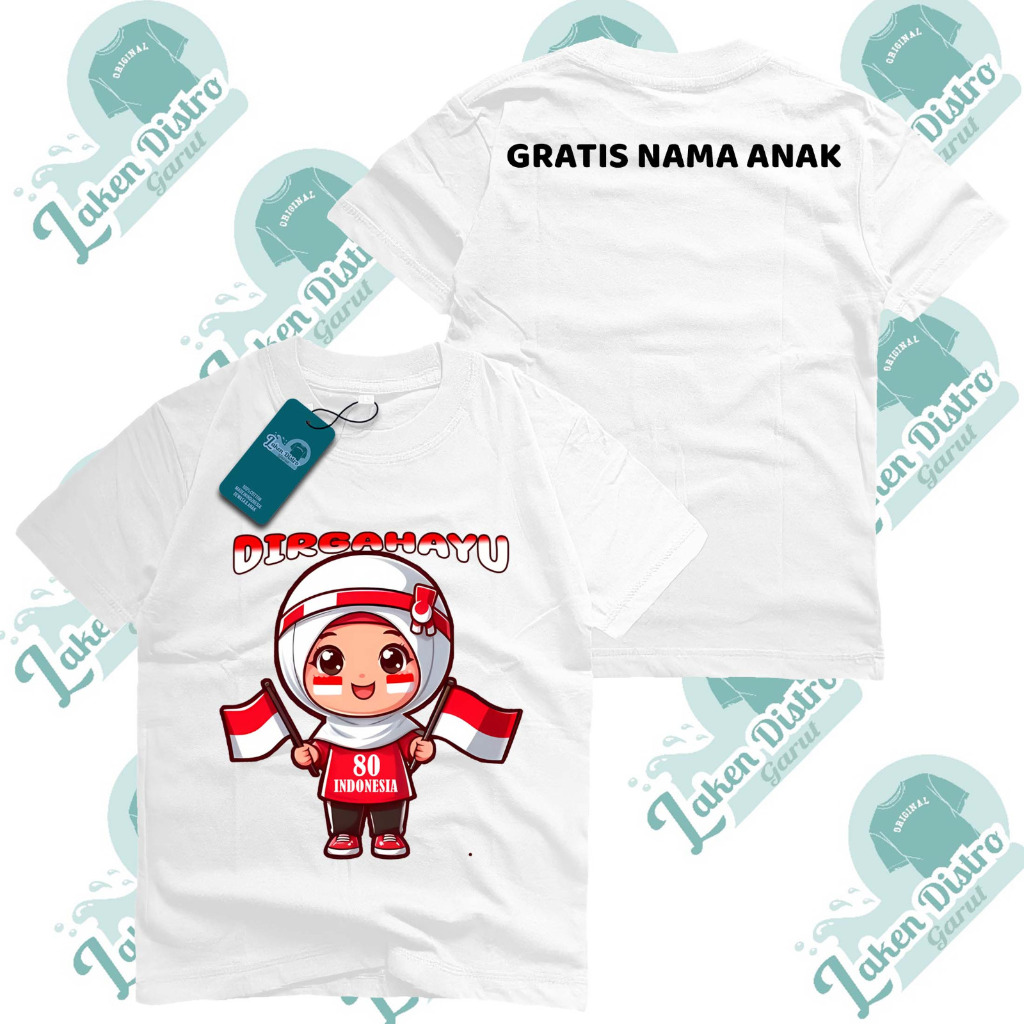 Glosir Kaos Distro Kemerdekaan Republik Indonesia Original Garut Costom Nama Usia 1-13 thn