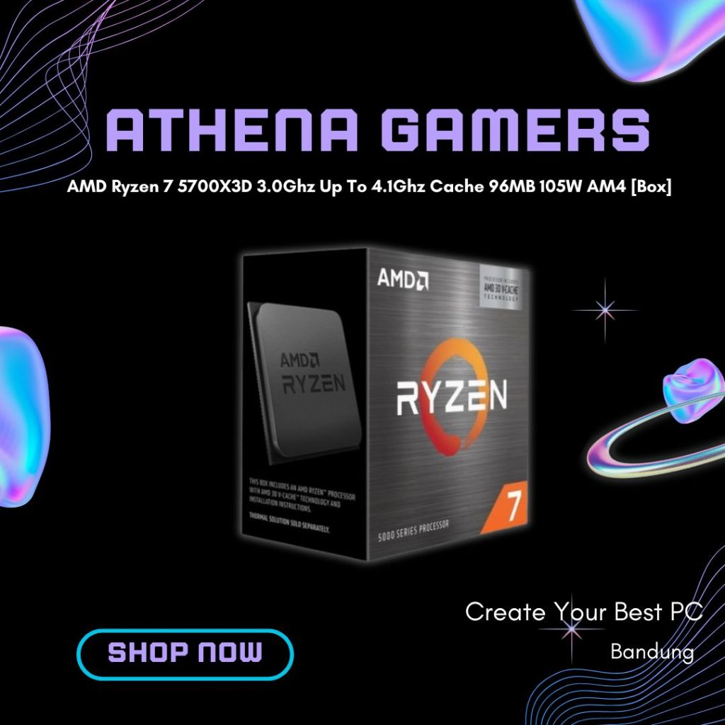 AMD Ryzen 7 5700X3D 3.0Ghz Up To 4.1Ghz Cache 96MB 105W AM4 [Box] | Athena