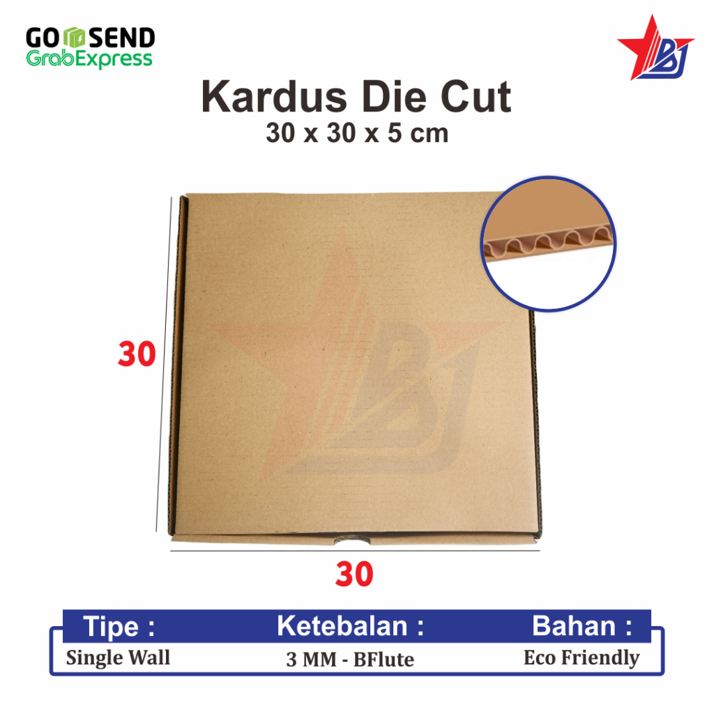 

Kardus 30x30x5 Die Cut kotak aksesoris-dll model box pizza