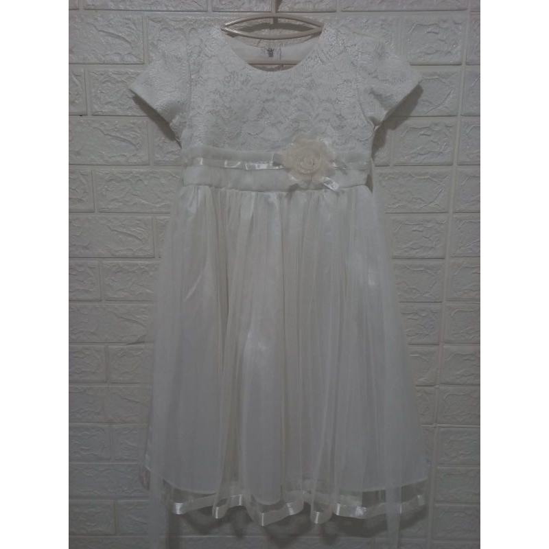 Dress Putih Brukat Tile