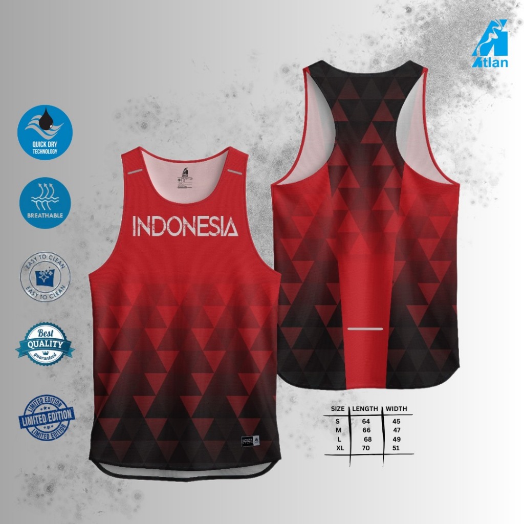 AERONE Singlet Olahraga Sport Men Atletik Jersey Motif Dry Fit Sparkling Red